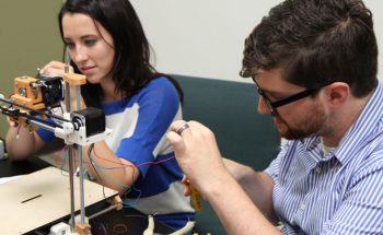 Joel Bonasera, manager of the STEM Fellows program, and Jackie Lane, a STEM Educator in the Kannapolis City Schools.