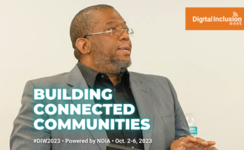 Kevin Hyrams, At-large Community Council member, with Building Connected Communities written on top of image