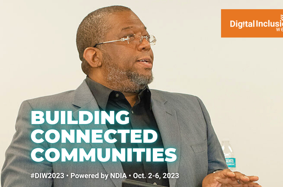 Kevin Hyrams, At-large Community Council member, with Building Connected Communities written on top of image